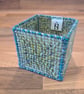 Medium container for office items - green and teal pattern - Image 1