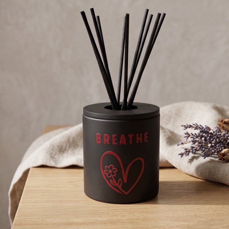 Personalised Reed Diffuser Holder, Handmade Bottle Cover, Red Heart Design