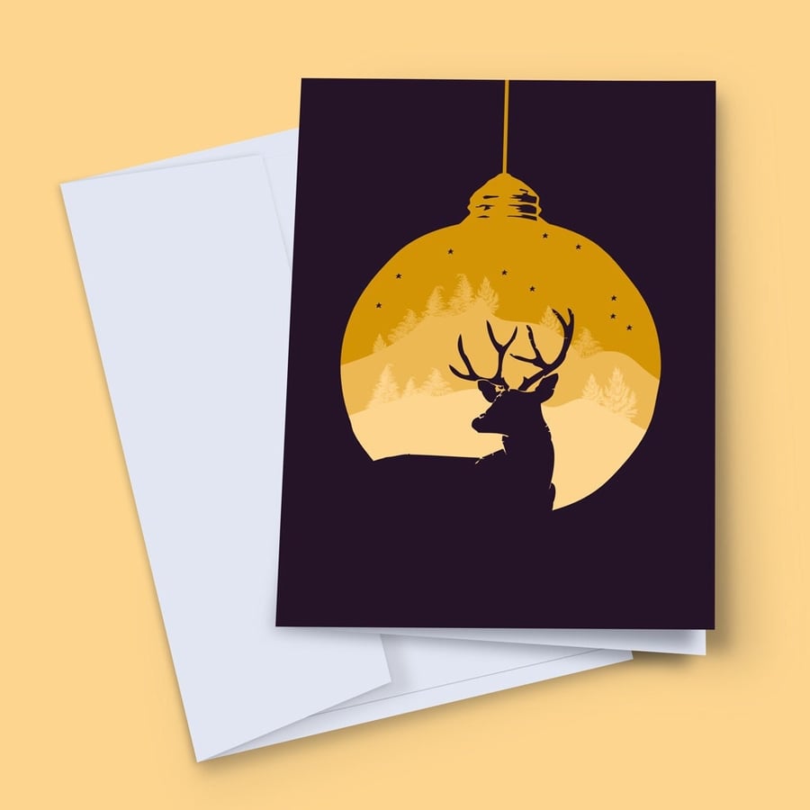 Midnight Wanderings Stag Card, Stag Christmas Card, Scottish Card, Mystical Stag