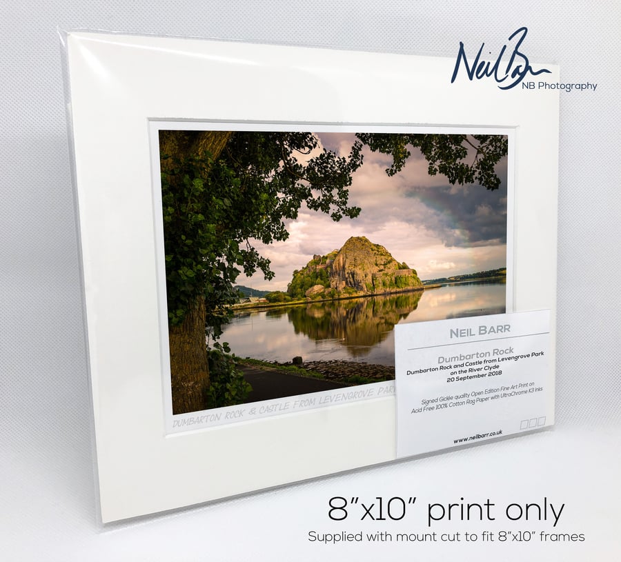 Dumbarton Rock & Castle from Levengrove Park - A5 (10" x 8") Unframed Print
