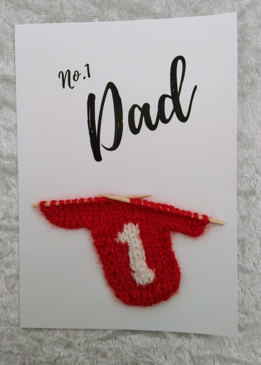 Handmade Jumper "No 1 Dad" card - Free Postage