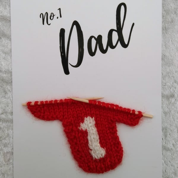 Handmade Jumper "No 1 Dad" card - Free Postage