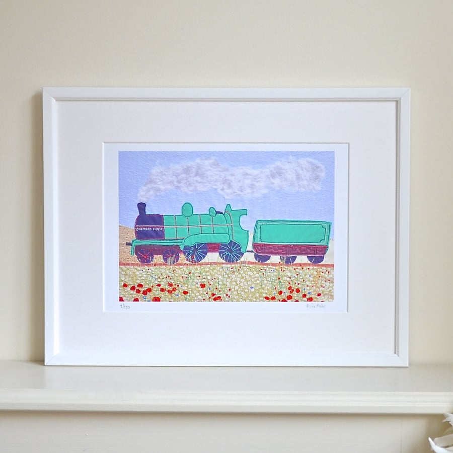 Steam engine personalised print - custom bespoke train railway picture