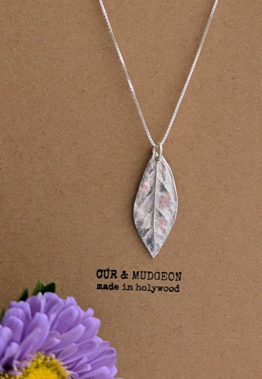 .999 Fine Silver Leaf Pendant Necklace, Nature Inspired Botanical 