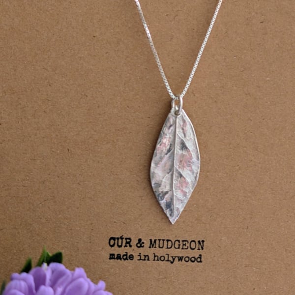 .999 Fine Silver Leaf Pendant Necklace