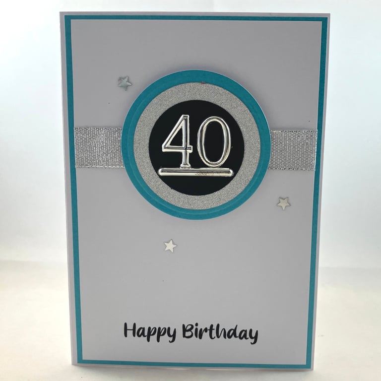 Turquoise and silver 40th Birthday card