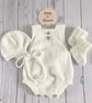 Merino wool Romper, bonnet and boots