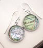 Bespoke Map Earrings - You choose map location, Silver Round Dangle Earrings  - Image 2