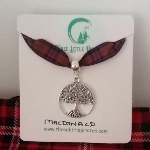 Tree of life plaid tartan Scottish pendant with a choice of Scottish tartans