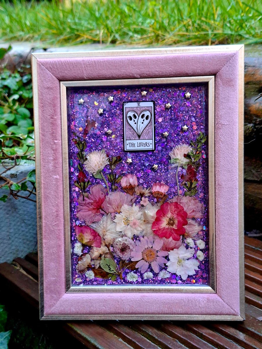 Velvet gothic upcycled resin photo frame Valloween Valentines glitter spooky