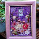 Velvet gothic upcycled resin photo frame Valloween Valentines glitter spooky
