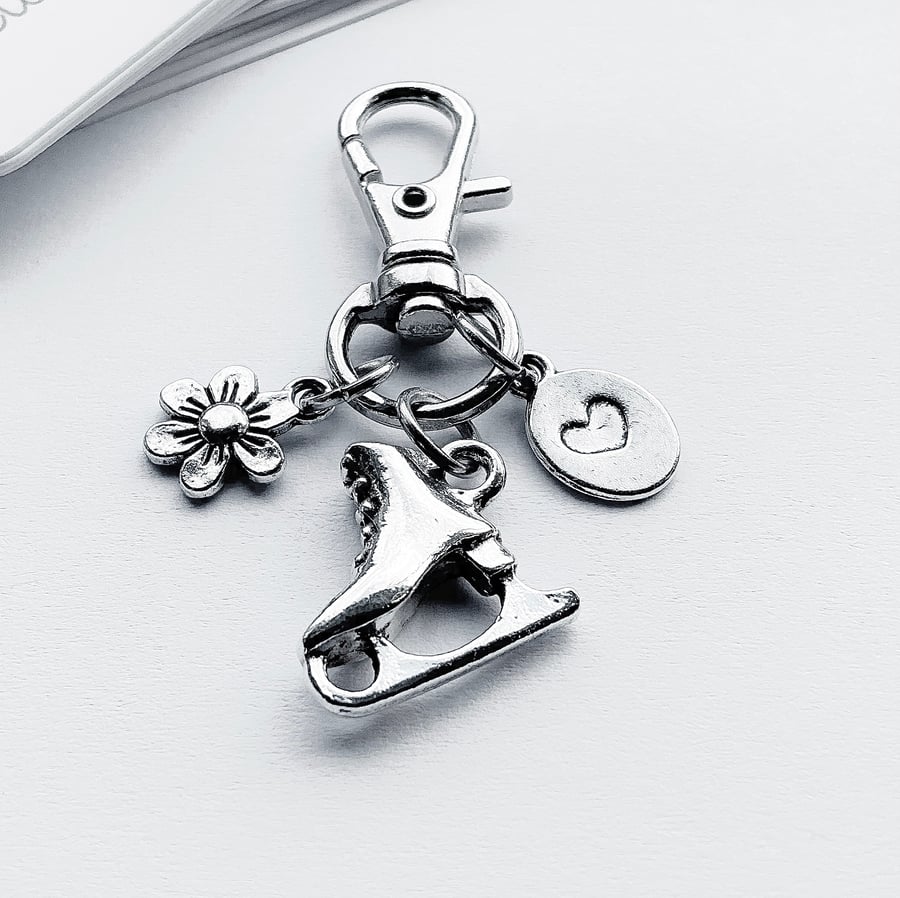 Small Ice Skating Bag Charm. Skating Charm. Bag Charms. Metal Charm. Ice Skating