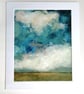 Original Landscape Art, Green Painting in White Mount 12"x10"