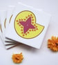 4 x Yellow and Pink Paisley Ceramic Tile Coasters with Cork Backing - Image 4