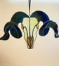 Stained Glass Sheep Skull Suncatcher, Glass Art