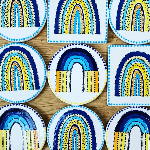 ‘Hope for Ukraine’ Ceramic Rainbow Coaster