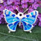 Fine silver and enamel handmade butterfly pendant 