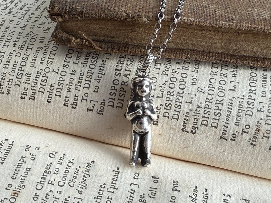 Sterling Silver Pudding Doll Necklace - Frozen Charolette Pendant Necklace