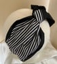 Meg - Black & White Stripe 40s Style Cotton Turban Headband