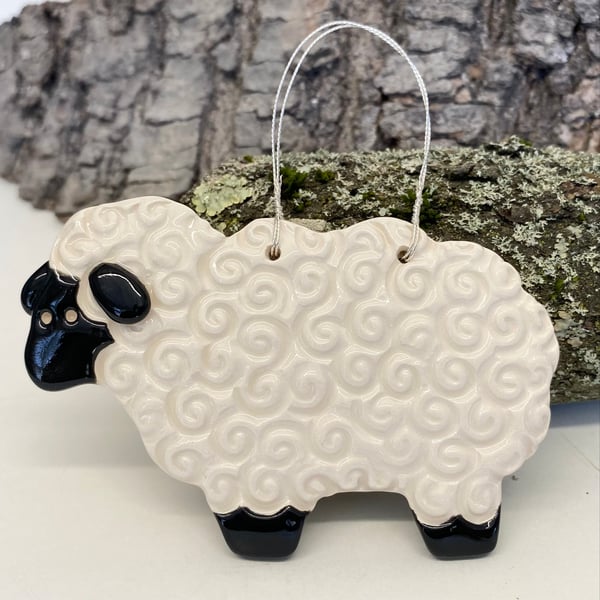 Ceramic sheep hanging decoration