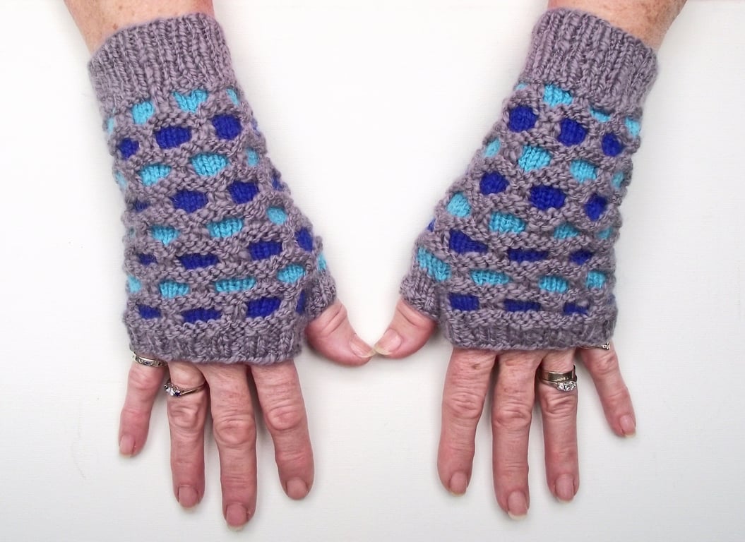 Fingerless Texting Gloves, Wristwarmers or Mitts, Knit from Handspun Merino Wool