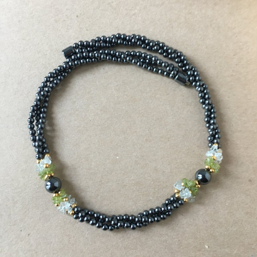 Elegantly beautiful piece of multi strand Hematite round shaped beads necklace