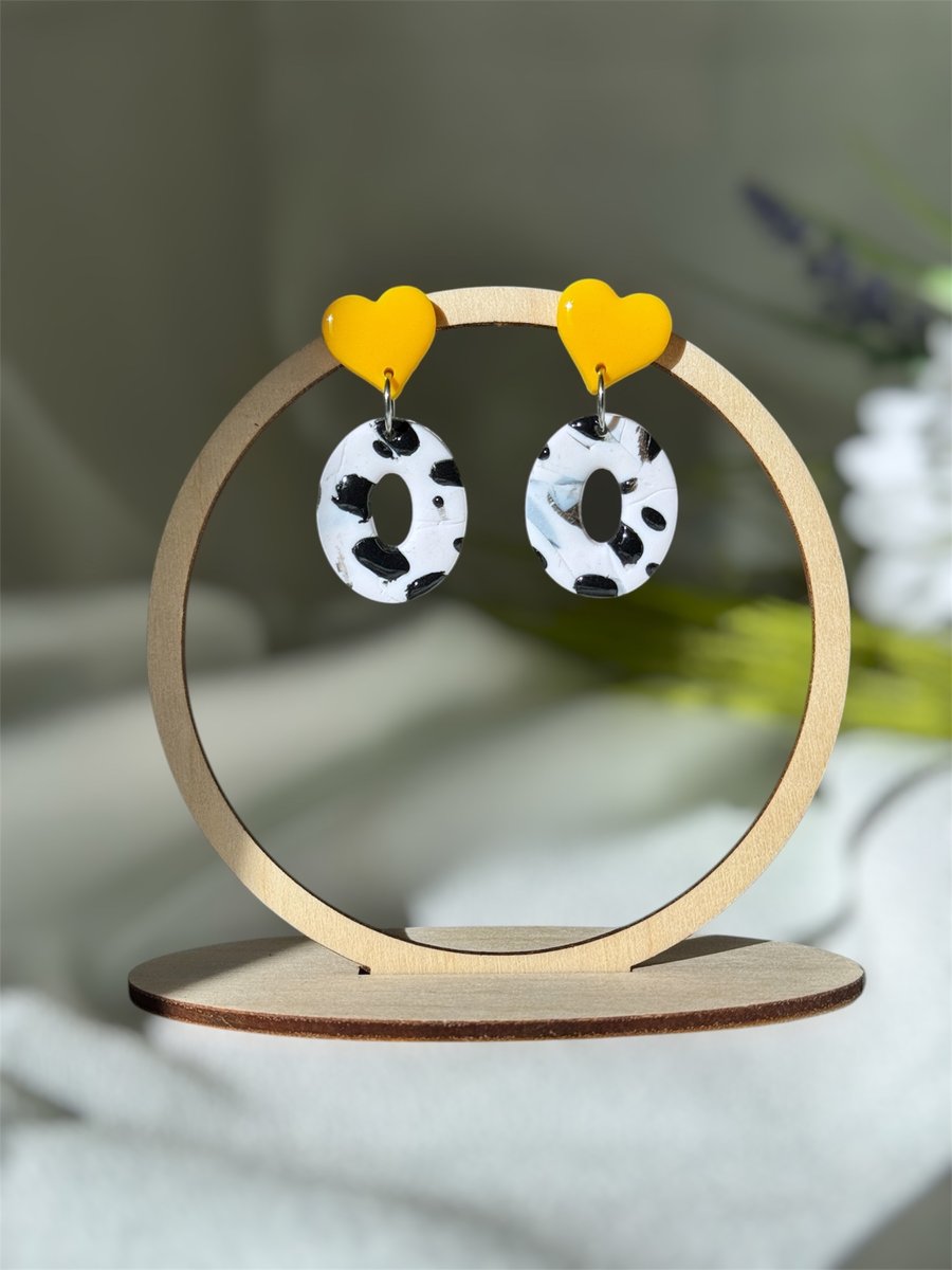 Polka Dot Abstract Polymer Clay Earrings
