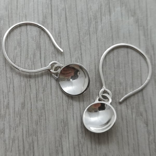 Domed Silver Drop Earrings