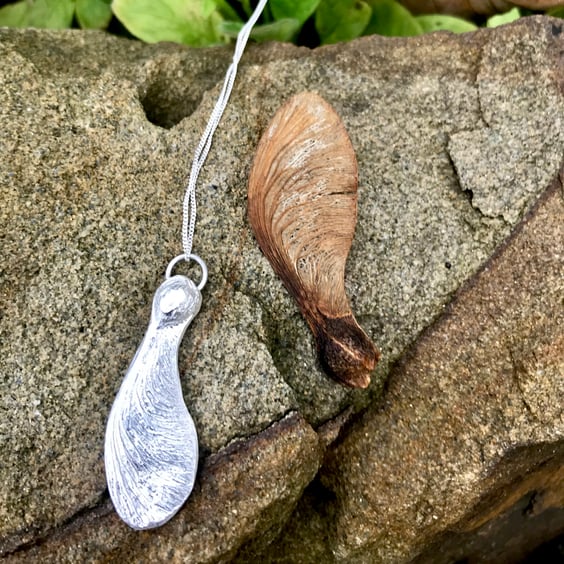 Handmade Fine Silver 999 Sycamore Pendant Necklace - Unique Nature Jewellery