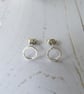Silver stud earrings - textured silver circle hoop studs - recycled silver - Image 3