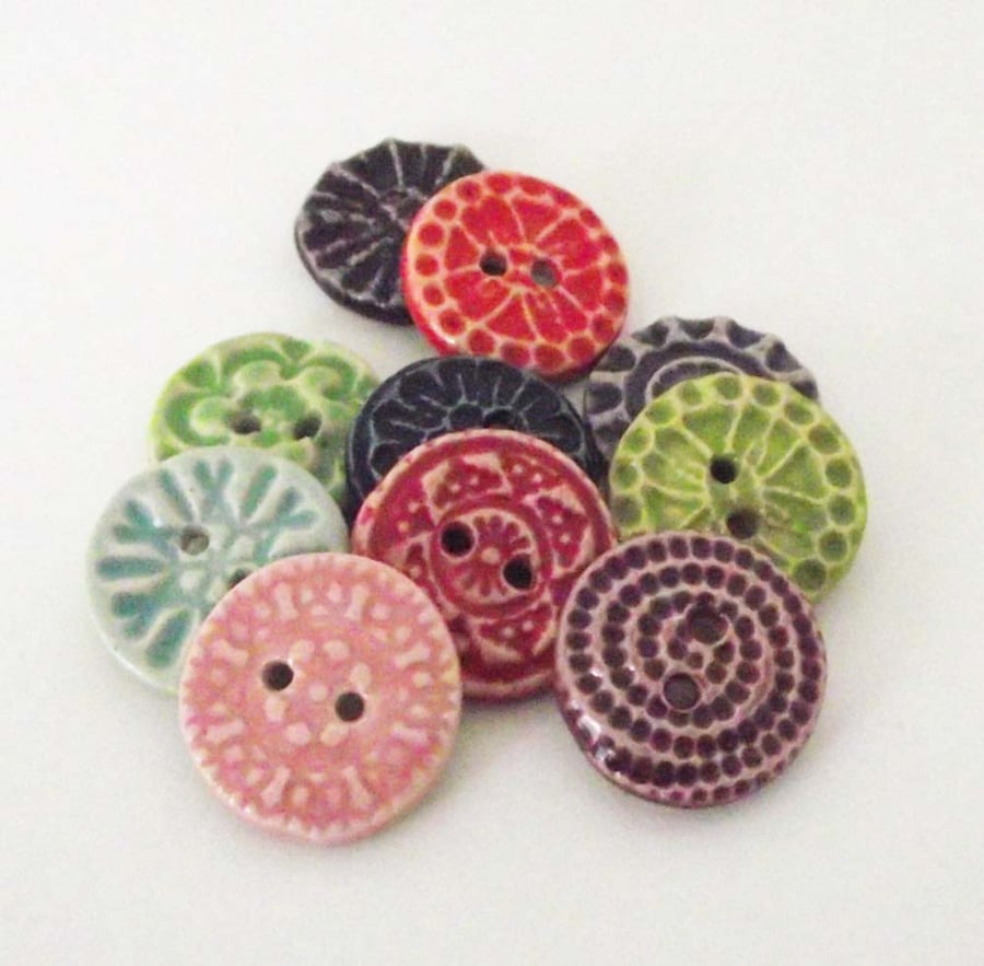 Set of ten little handmade ceramic buttons