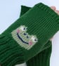 Frog merino wool Fingerless Gloves, Cottagecore Winter gift, Froggy handwarmers - Image 3