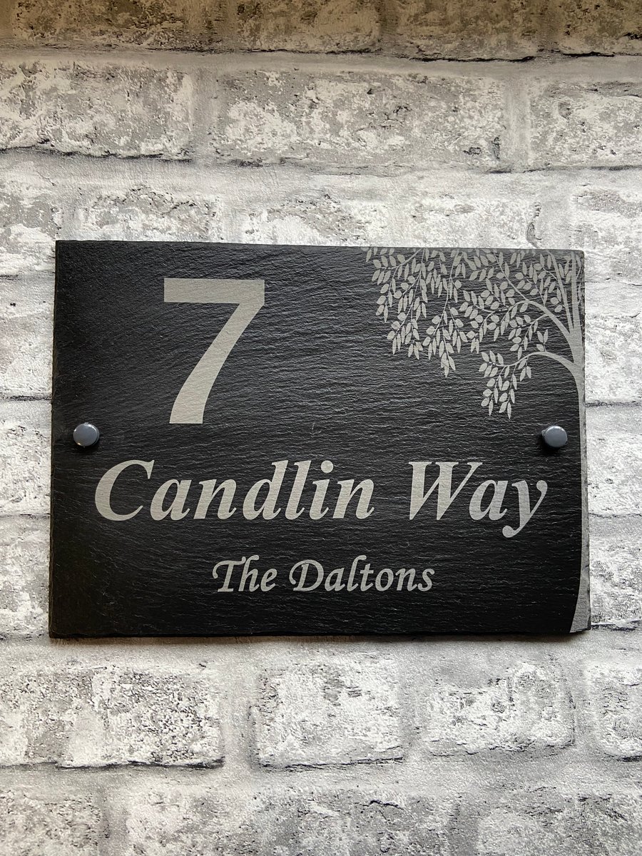 Personalised slate house sign - with family name option