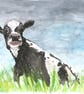Cute Cow in Meadow. Original painting - Image 1