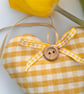 SOFT YELLOW GINGHAM FABRIC HEART DECORATION - Image 3