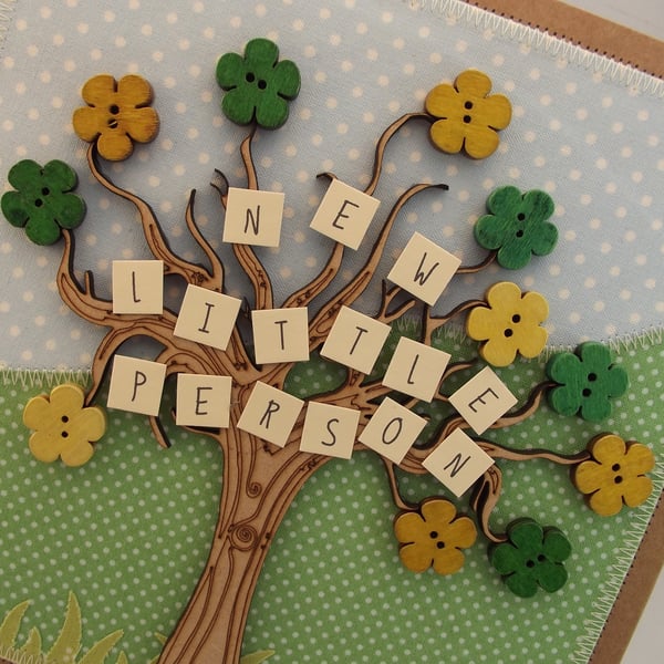 New Little Person Fabric Greetings Card