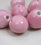 6 Medium Shell Pink Glazed Clay Beads - Image 3