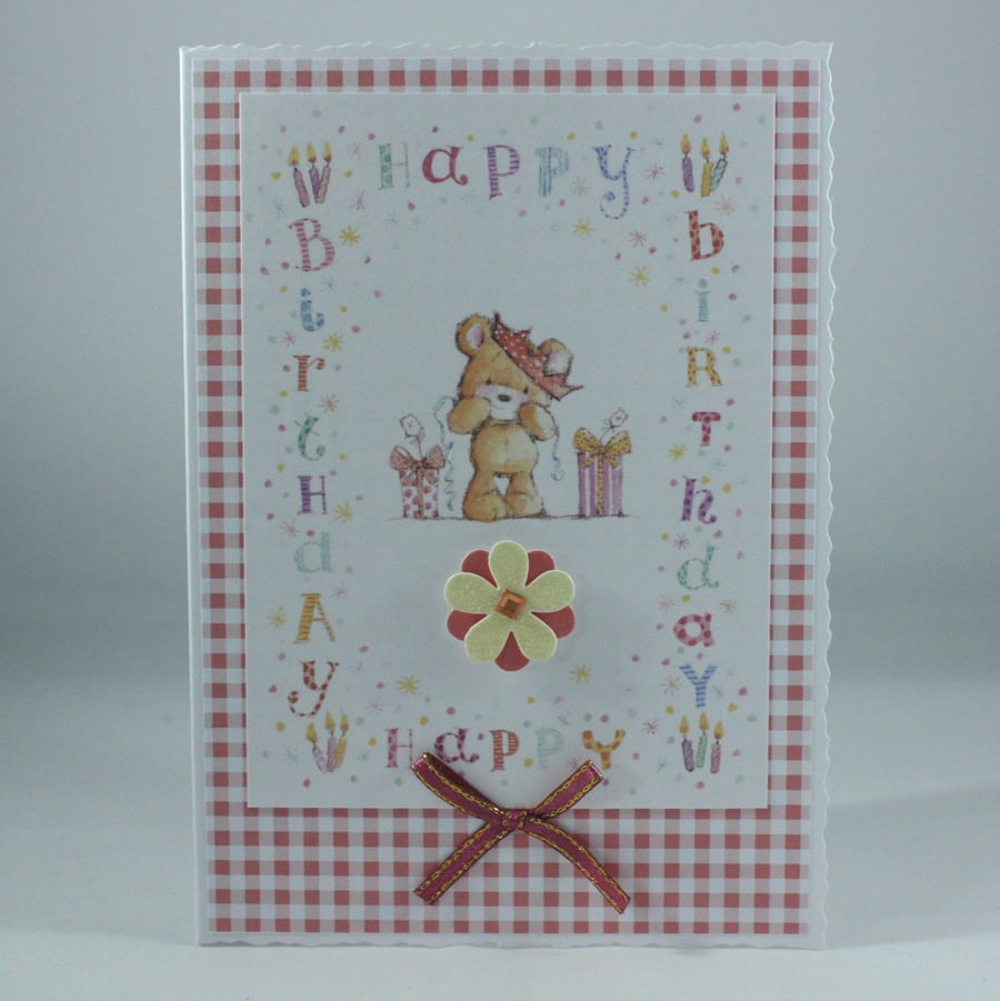 Cute teddy bear Happy Birthday card