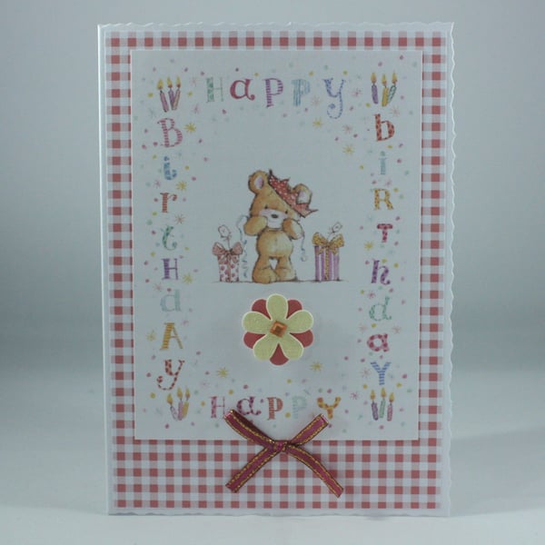 Cute teddy bear Happy Birthday card