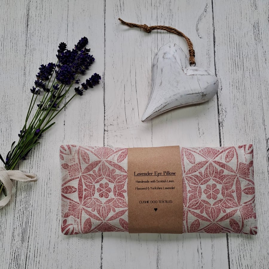 Hand Printed Linen Lavender Eye Pillow