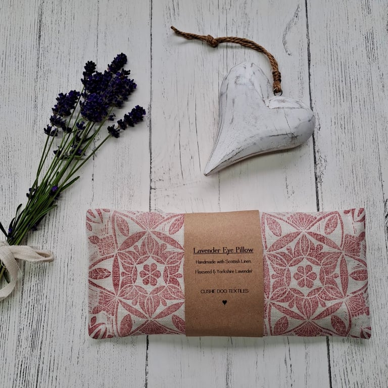 Hand Printed Linen Lavender Eye Pillow
