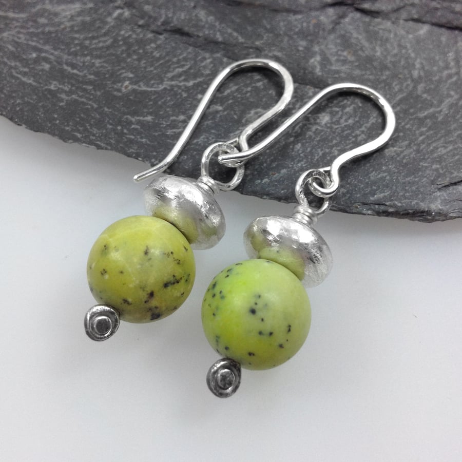 green chrysoprase and sterling silver earrings