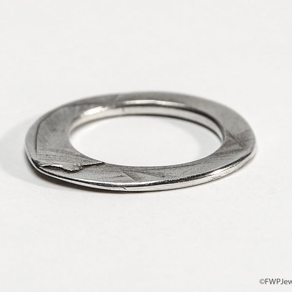 Textured Silver Ring, Size N