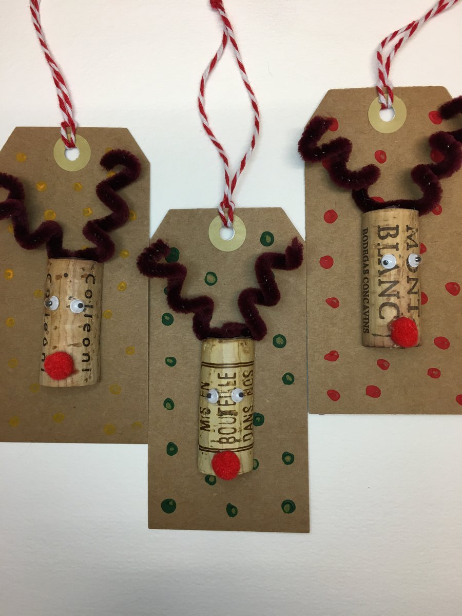 Reindeer Gift Tag, Reindeer Christmas Tag, Wine Cork, Rudolph