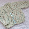 16" Baby V Neck Cream Print Cardigan