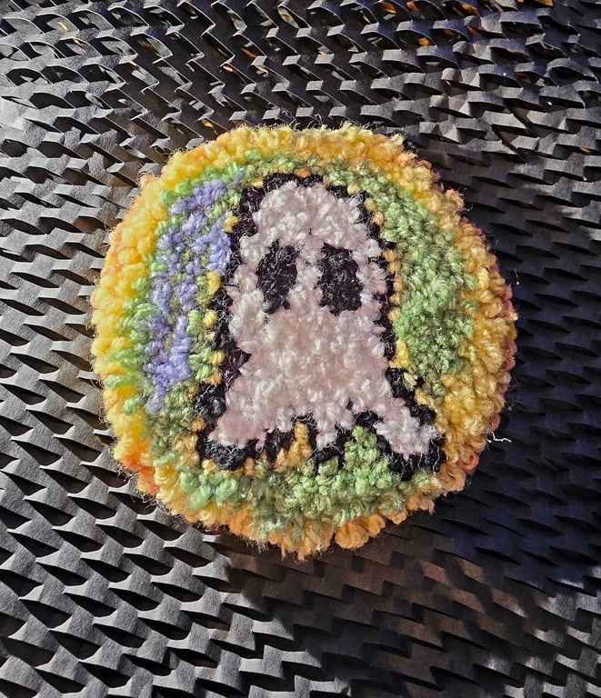 Unicorn Ghoster Punch Needle Mug Rug Coaster