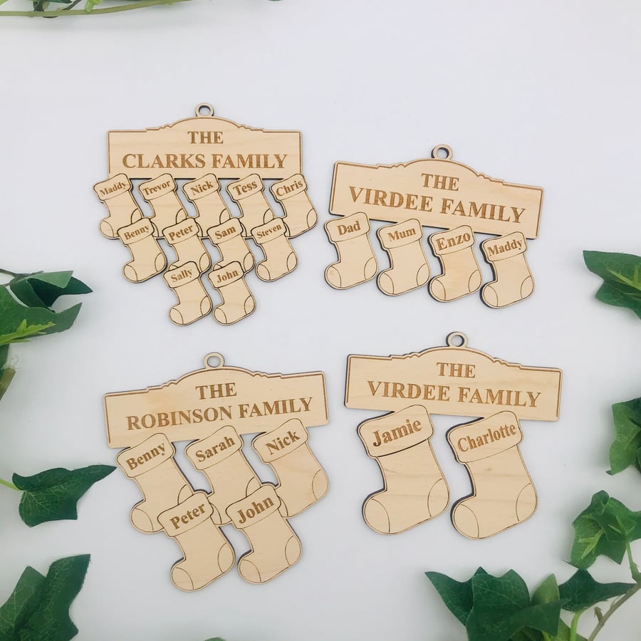Personalised Bauble Tree Stockings, Family Tree Bauble, Family Tree Personalised