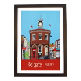 Reigate Surrey travel poster print by Susie West