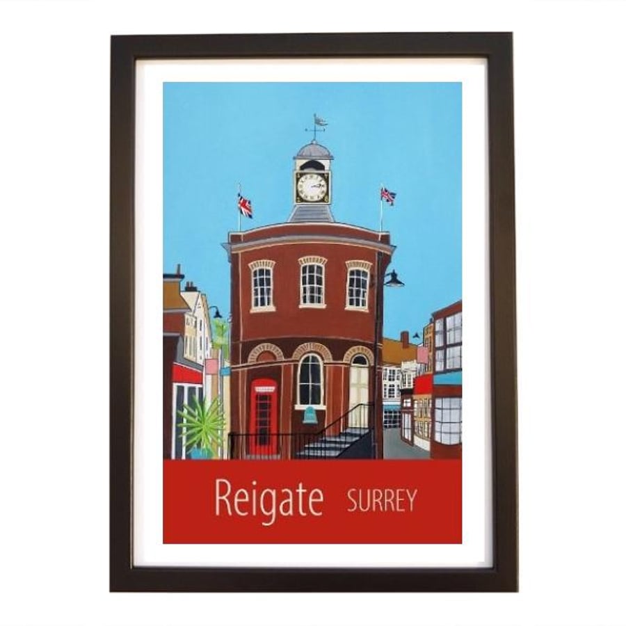 Reigate Surrey travel poster print by Susie West