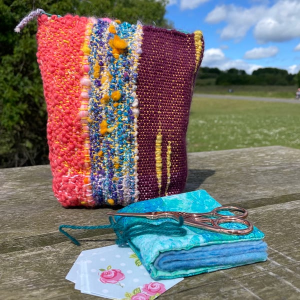 Zipper Pouch with Woven Art Yarn